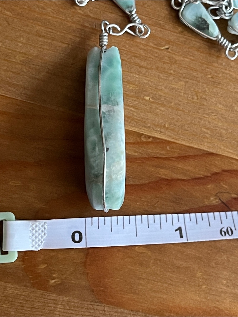 Larimar necklace sterling silver S hook jewelry stone pendant - Picture 8 of 9